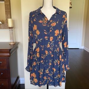 Free People Boho Mini Dress Long Sleeve